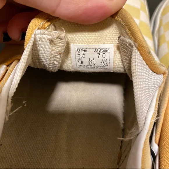SOLD | Yellow Checkerboard Slip On Vans - Picture 9 of 9